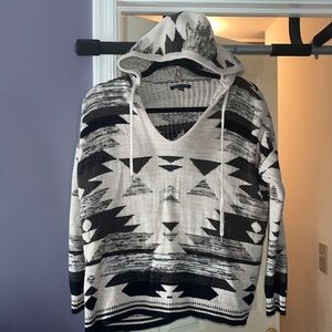American Eagle Aztec print v neck hooded sweater